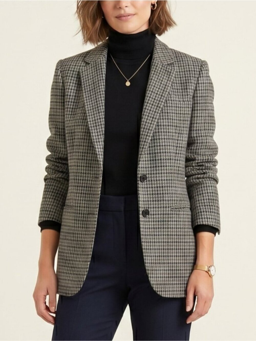 Vintage Lauren Ralph Lauren Wool Houndstooth Blazer Jacket 12P Small USA